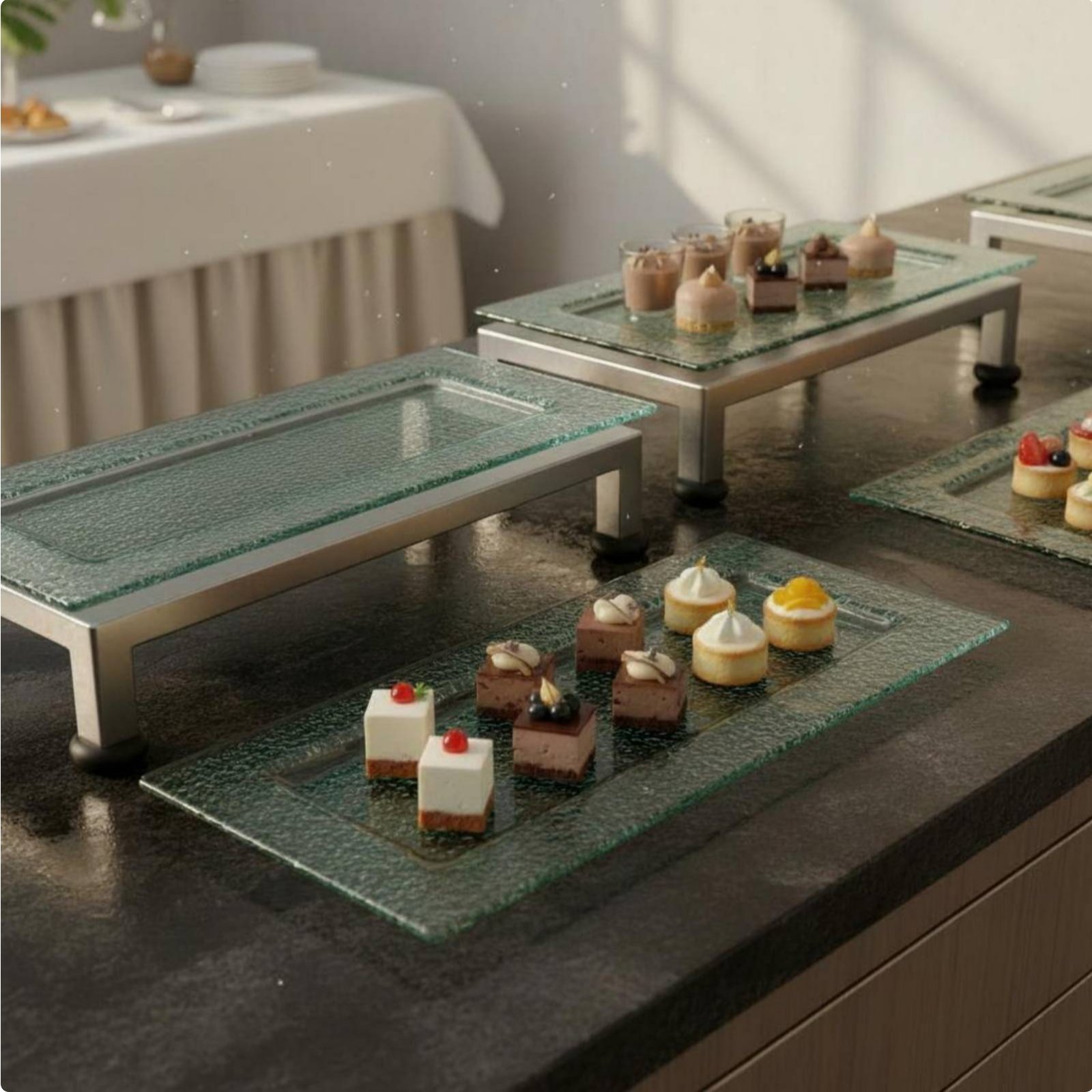 Display Risers Set - Трехуровневая многофункциональная подставка для сервировки, прямоугольная