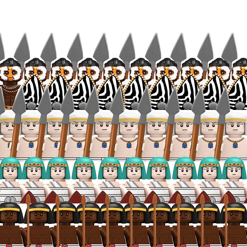 Lego Minifigure Holder - Строительные блоки, средневековый древний Египетский солдат,